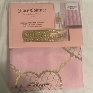 Juicy Couture Pink and Gold Metallic Shower Curtain